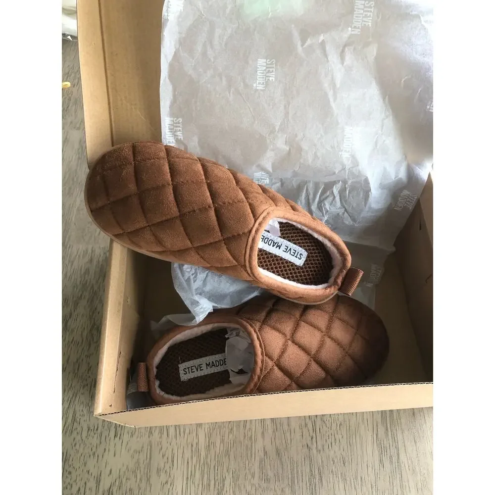Steve Madden Kids BCramer Quilted Slipper in Cognac - M